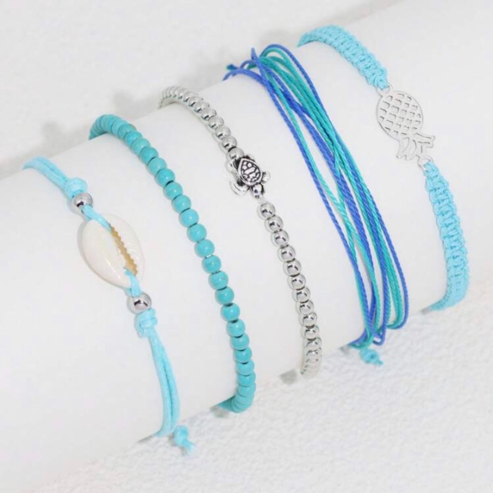 Five beach themed bracelets
